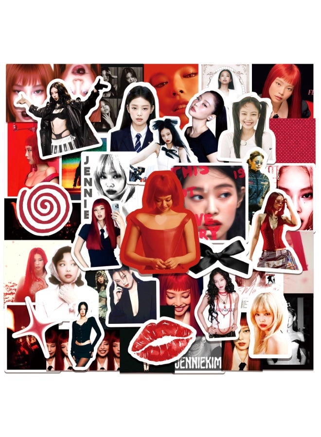 50-Piece jennie Cute Vinyl Waterproof Sticker