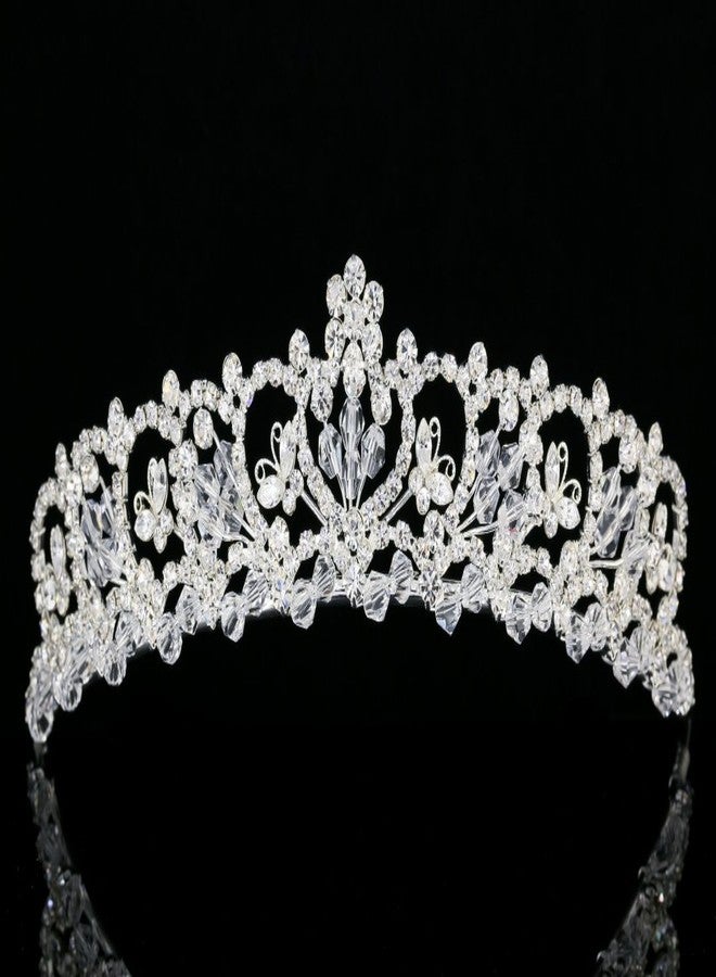 سامكي تاج سامكي للعرائس مرصع بأحجار الراين، تاج زفاف أنيق للنساء، إكسسوارات شعر للعروس الأميرة - Image 4