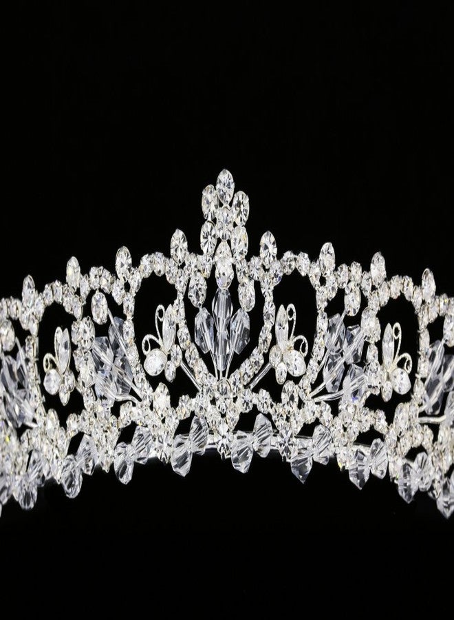 سامكي تاج سامكي للعرائس مرصع بأحجار الراين، تاج زفاف أنيق للنساء، إكسسوارات شعر للعروس الأميرة - Image 5