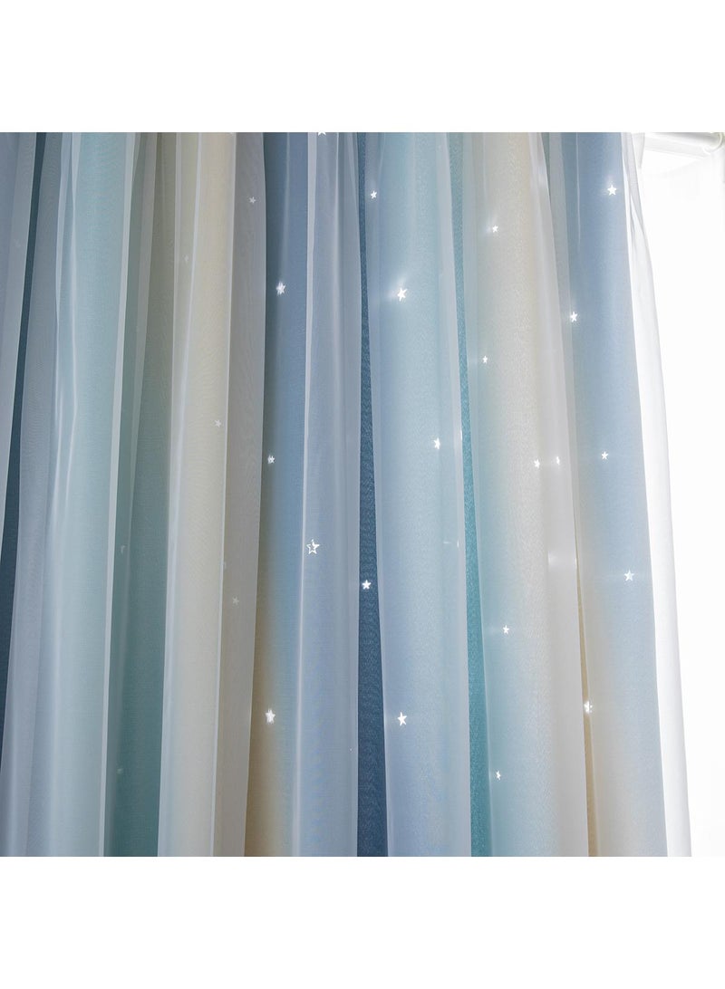 general 2-Piece Hollow Out Stars Blackout Outdoor Curtains - Image 2