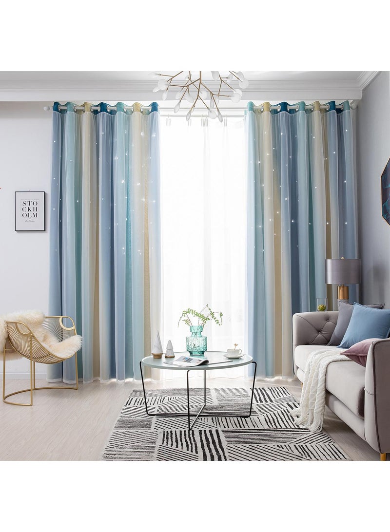 general 2-Piece Hollow Out Stars Blackout Outdoor Curtains - Image 4