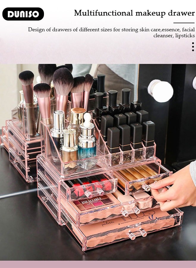 DUNISO Makeup Organizer Acrylic Cosmetic Storage Drawers and Jewelry Display Box For Lipstick Liner Brush Holder, Countertop Storage Box Brush Holder Clear Jewelry Organizer for Countertop, Dresser, Bedroom, Bathroom - Image 5