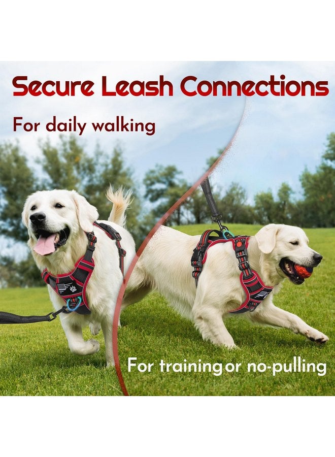 Eagloo Dog Harness for Large Dogs, Easy Wearing with 3 Buckles, Adjustable No Pull Pet Harness with 2 Rings for Walking, No Chock Reflective Soft Padded Vest with Control Handle, Black & Red, L - Image 4