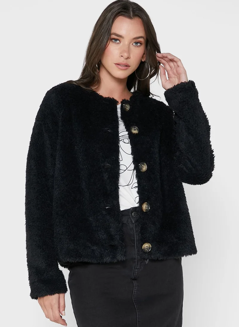 VERO MODA Button Down Fleece Jacket