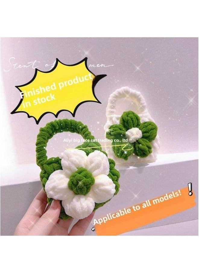Generic - Finished Crochet Headset Package Camellia Creative Couple Bluetooth Protective Case AirPods2pro Universal-Color:rose Red Strawberry Bear-Model:General - Image 1