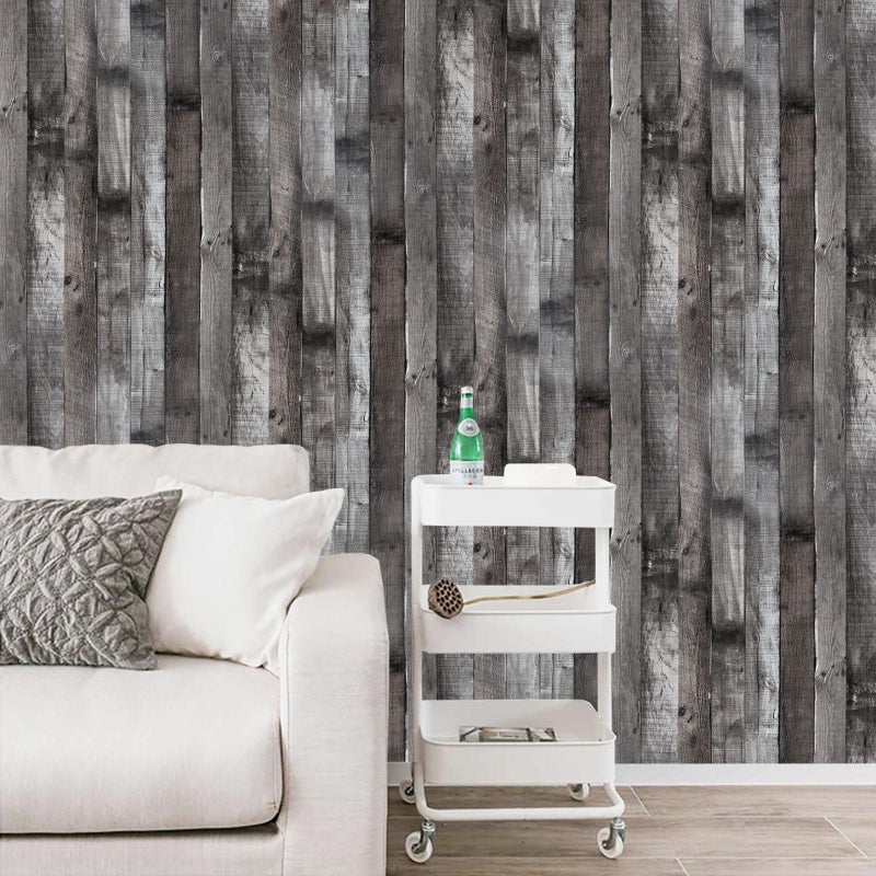 Qianglive Peel and Stick Wood Wallpaper Grey/Black Vinyl 17.3"Ã—120" Contact Paper Self Adhesive Thick Waterproof Self Adhesive for Cabinets liveroom - Image 5