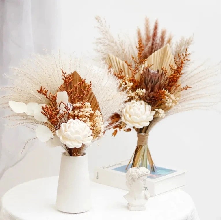 Bluejw Natural Pampas Grass Large Bouquet Eucalyptus Cotton Dried Flowers - Graduation, Christmas, Wedding & Home Decor - Dried Plants Included - Image 1