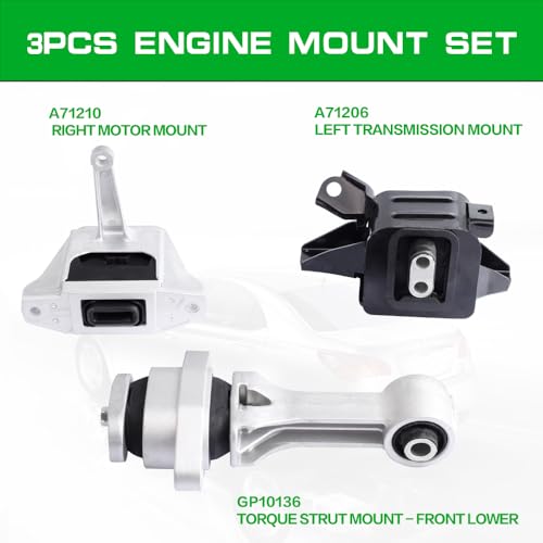 loongrie Engine Motor and Transmission Mount Kit Compatible with 2017-2020 Hyundai Elantra 1.4T1.6T 2.0L & 2018-2020 Hyundai Elantra GT 1.6T 2.0L OE A71210 21810F2000 A71207 21830F2100 A71100 21950F2000 3PCS - Image 2