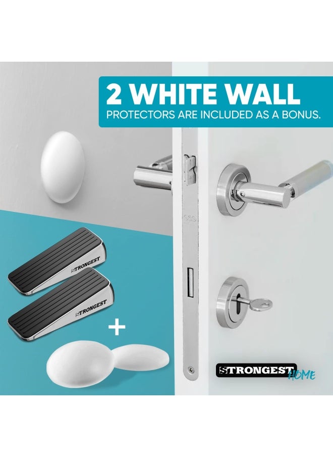 Generic Strongest Home Strongest Door Stopper Heavy Duty Door Stop Wedge Made Of Premium Quality Zinc And Rubber Suits Any Door Any Floor. Set Of 2 Plus Bonus Self Adhesive Wall Protectors  - Image 5
