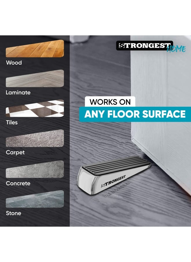 Generic Strongest Home Strongest Door Stopper Heavy Duty Door Stop Wedge Made Of Premium Quality Zinc And Rubber Suits Any Door Any Floor. Set Of 2 Plus Bonus Self Adhesive Wall Protectors  - Image 4