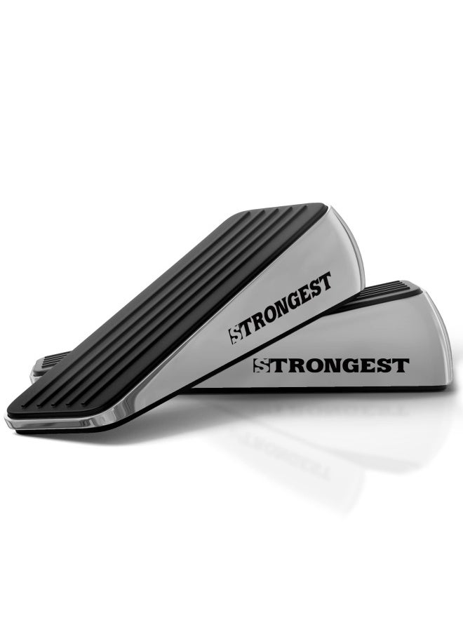 Generic Strongest Home Strongest Door Stopper Heavy Duty Door Stop Wedge Made Of Premium Quality Zinc And Rubber Suits Any Door Any Floor. Set Of 2 Plus Bonus Self Adhesive Wall Protectors  - Image 1