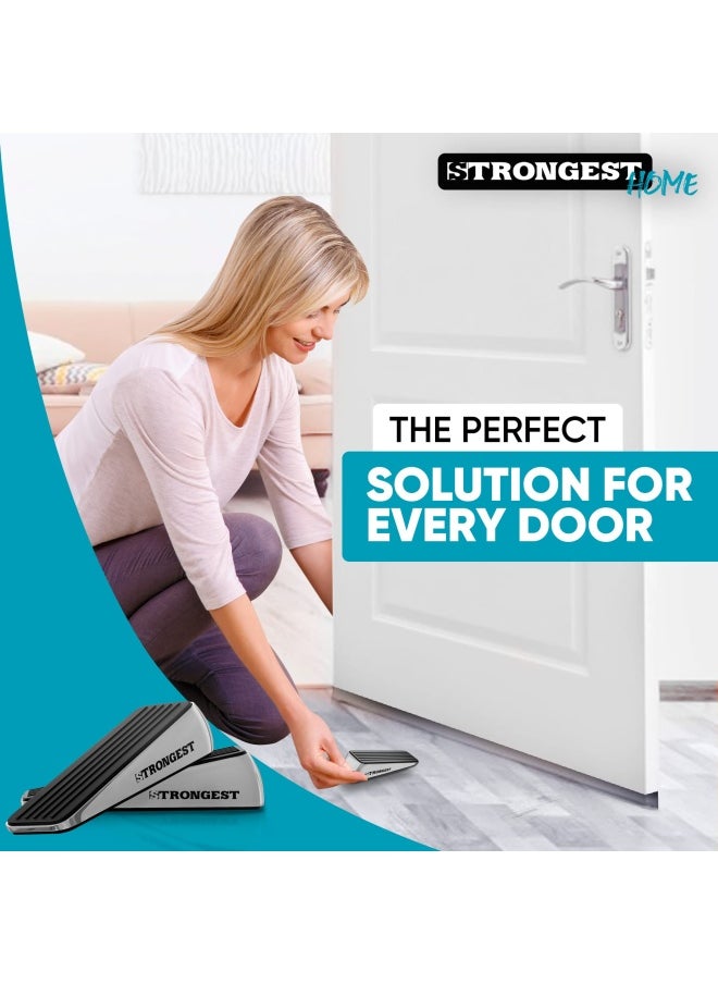 Generic Strongest Home Strongest Door Stopper Heavy Duty Door Stop Wedge Made Of Premium Quality Zinc And Rubber Suits Any Door Any Floor. Set Of 2 Plus Bonus Self Adhesive Wall Protectors  - Image 3