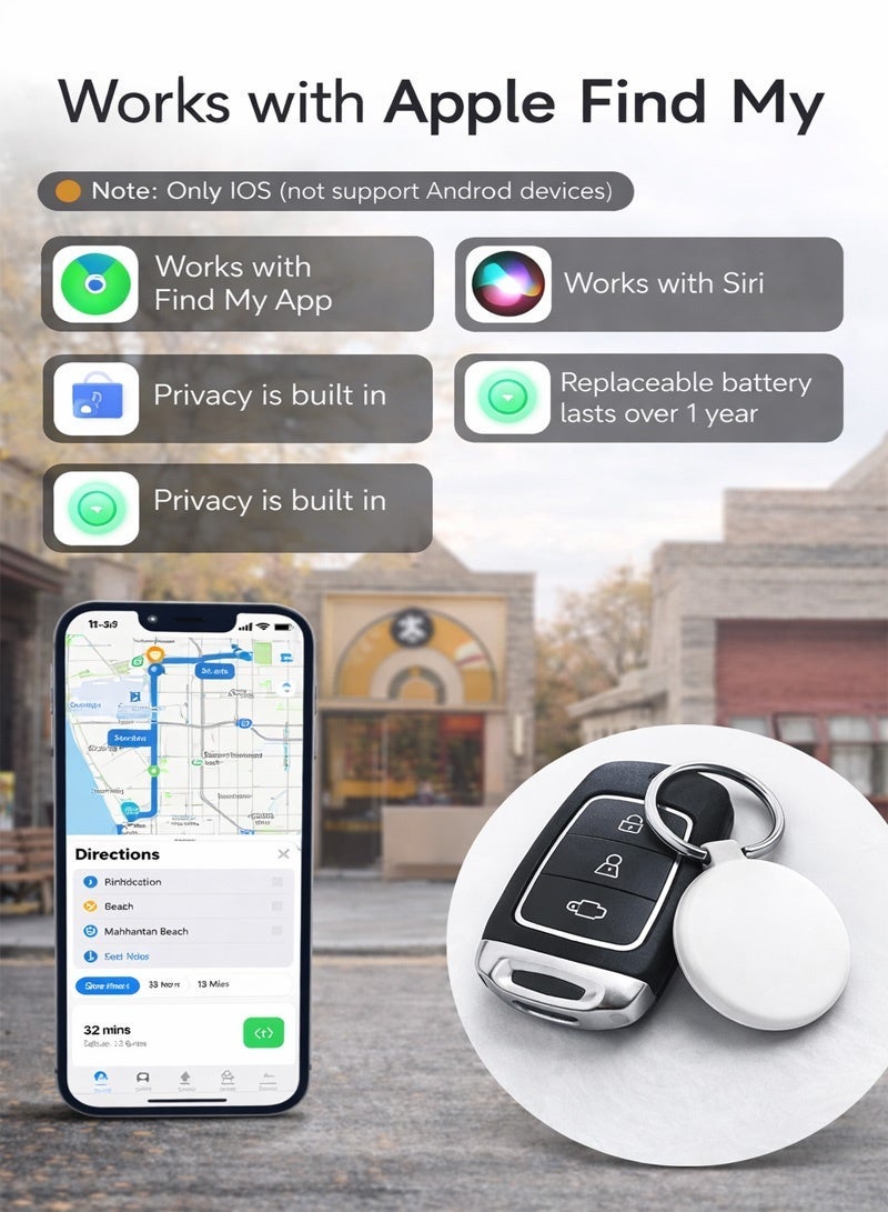 فونڤوي جهاز تتبع بلوتوث متوافق مع Apple Find My – مجموعة من 1 قطع (iOS فقط)، محدد مفاتيح وملحقات ذكية ببطارية قابلة للاستبدال للمفاتيح، الحقائب، المحافظ، الأمتعة والحيوانات الأليفة - Image 3