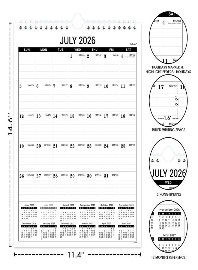 تقويم حائط 2026-2027 - تقويم حائط لمدة 18 شهرًا من يوليو 2026 إلى يونيو 2027، مقاس 11.4 × 14.6 بوصة، تقويم شهري عمودي 2026-2027، تجليد حلزوني مزدوج، مثالي لتخطيط منزلك ومكتبك - Image 4