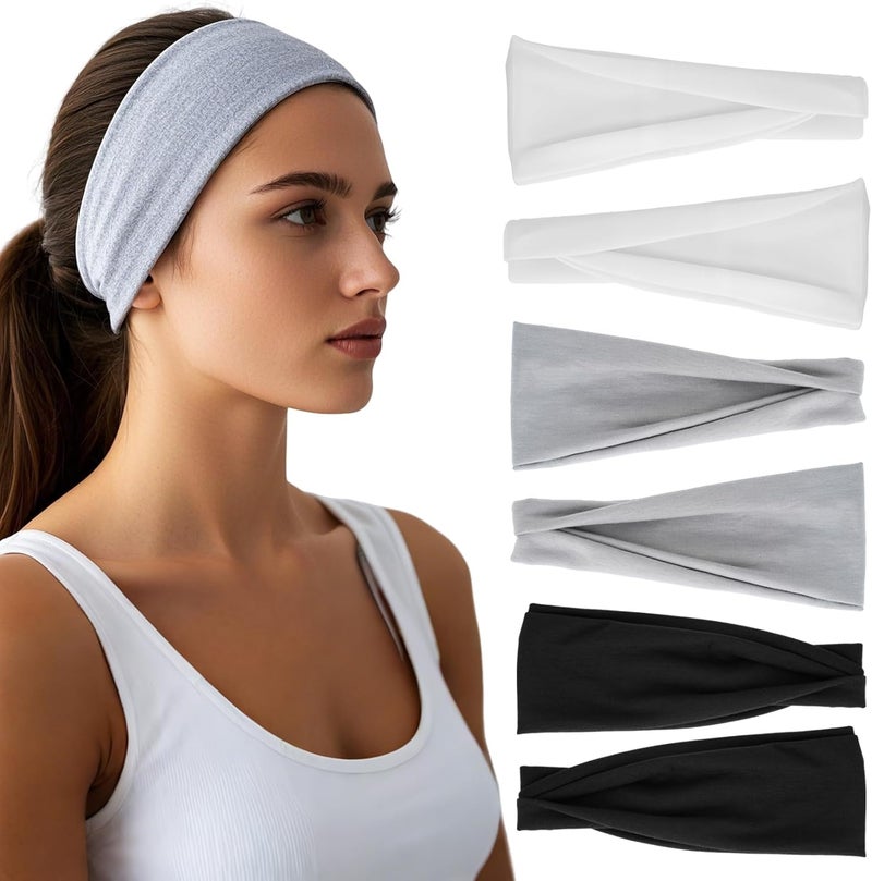 HSEM Cross product compatible Headbands for Women - 6 Pack Wide Elastic Hair Bands | Stretchy Sweatbands Hair Bands | Soft Sports Thin Head Bands | Non-Slip Accessories Bands for Fashion, Washing Face, Workouts, Yoga, Daily Use Popular trusted craftsmanship - Image 1