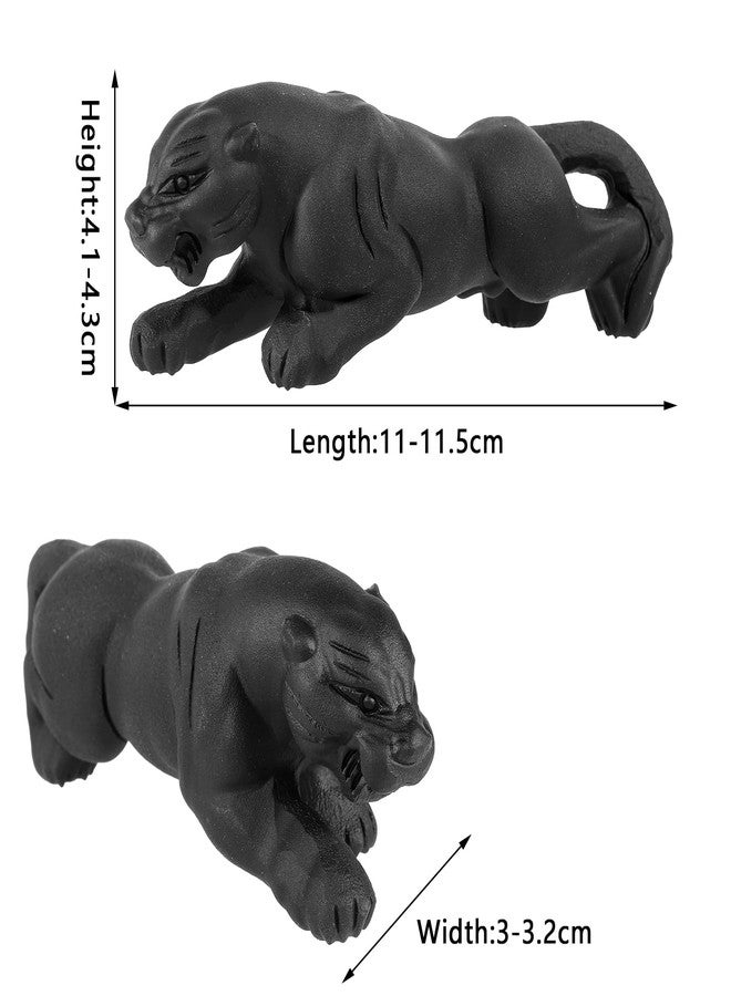 Rockcloud Hand-Carved Natural Black Obsidian Panther Stone Figurine, Animals Stone Statue Collectible Sculpture for Home Office Decoration - Image 2