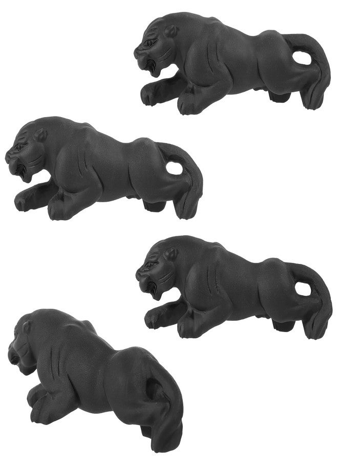 Rockcloud Hand-Carved Natural Black Obsidian Panther Stone Figurine, Animals Stone Statue Collectible Sculpture for Home Office Decoration - Image 4