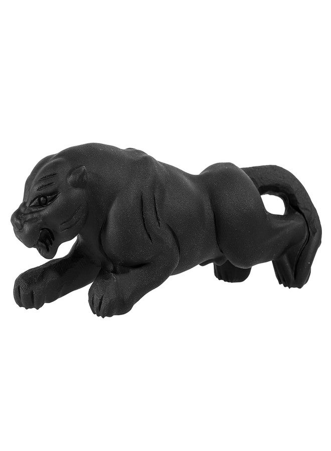 Rockcloud Hand-Carved Natural Black Obsidian Panther Stone Figurine, Animals Stone Statue Collectible Sculpture for Home Office Decoration - Image 1