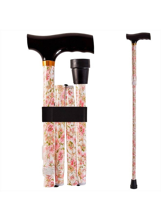 DMI Designer Folding Cane, Walking Cane, Foldable Cane for Men, Walking Cane for Women, Canes for Seniors, Adjustable Cane, Ergonomic Wood Handle Cane, Supports up to 250 Pounds, Floral  - Image 1