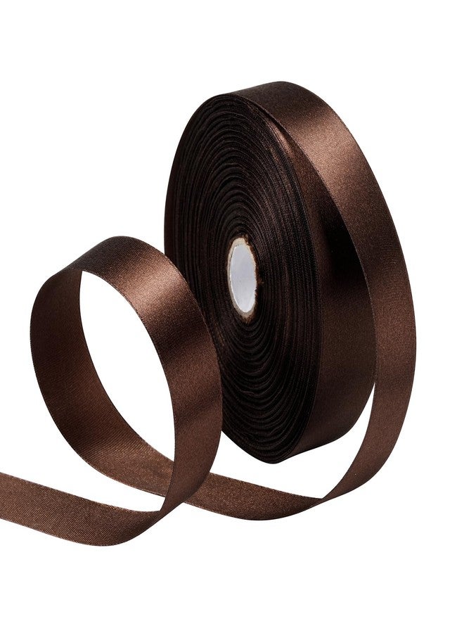 SDZMDL Brown Ribbon 1 Inch, 50 Yards/roll Solid Satin Ribbon for Gift Wrapping, Bow & Eternal Flower Making, Floral Bouquets, Party Decoration. - Image 1