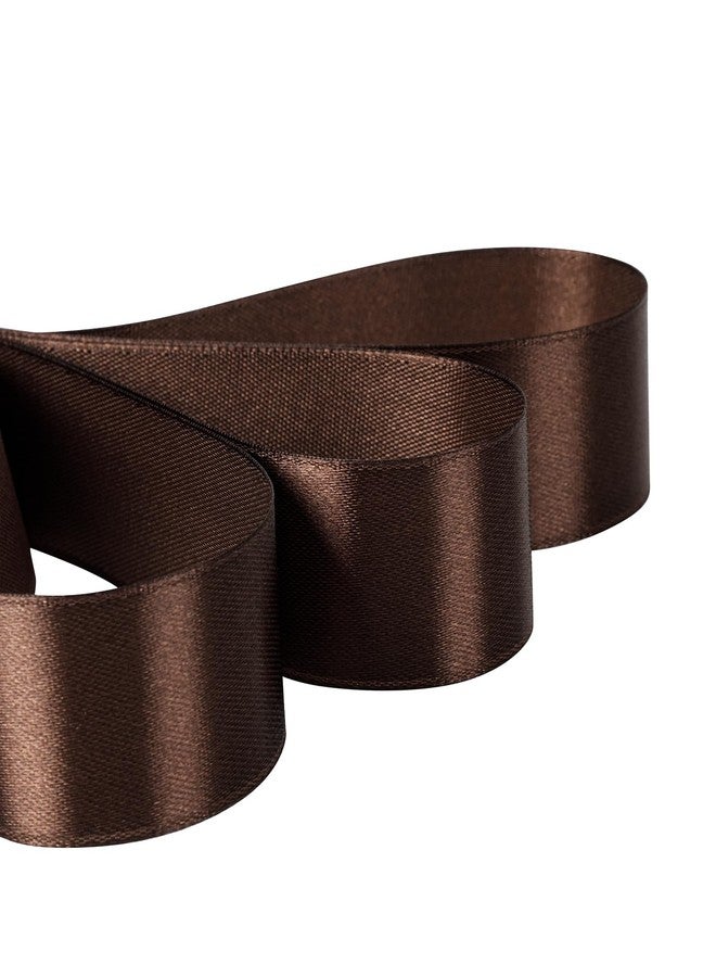 SDZMDL Brown Ribbon 1 Inch, 50 Yards/roll Solid Satin Ribbon for Gift Wrapping, Bow & Eternal Flower Making, Floral Bouquets, Party Decoration. - Image 2