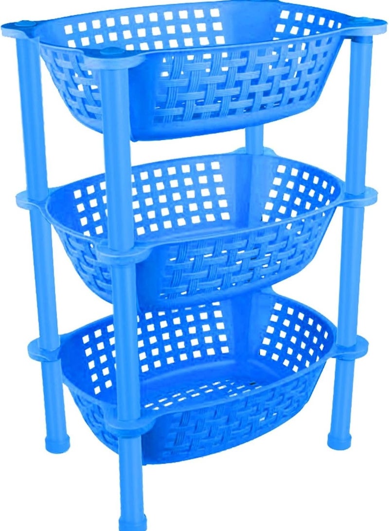 راكسوم عربة بلاستيكية فاخرة متعددة الأغراض مع رف أطباق لتخزين الخضروات في المطبخ، منظم عصري - عربة رفوف قابلة للتكديس بثلاث طبقات، أدوات مطبخ، طعام، وجبات خفيفة، زجاجات، ألعاب، رف متعدد الطبقات - Image 1