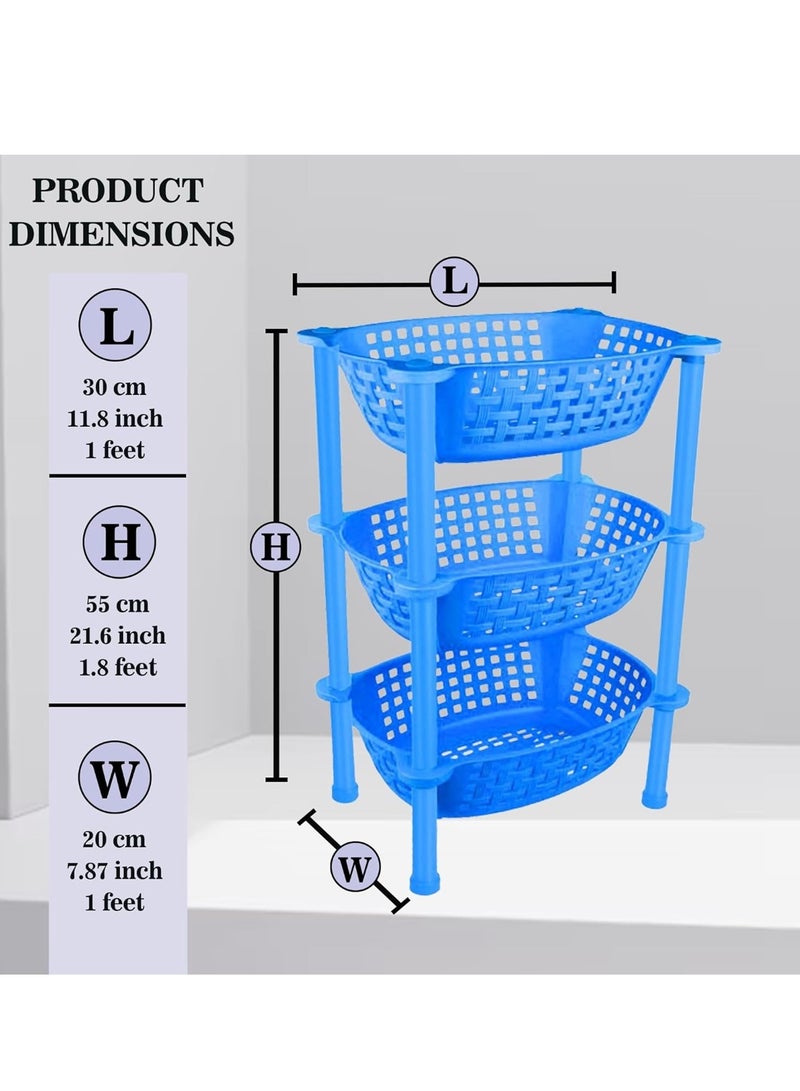 راكسوم عربة بلاستيكية فاخرة متعددة الأغراض مع رف أطباق لتخزين الخضروات في المطبخ، منظم عصري - عربة رفوف قابلة للتكديس بثلاث طبقات، أدوات مطبخ، طعام، وجبات خفيفة، زجاجات، ألعاب، رف متعدد الطبقات - Image 2