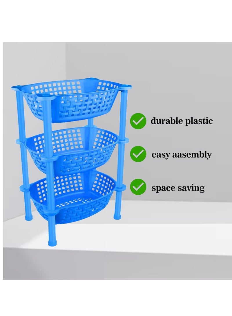 راكسوم عربة بلاستيكية فاخرة متعددة الأغراض مع رف أطباق لتخزين الخضروات في المطبخ، منظم عصري - عربة رفوف قابلة للتكديس بثلاث طبقات، أدوات مطبخ، طعام، وجبات خفيفة، زجاجات، ألعاب، رف متعدد الطبقات - Image 3