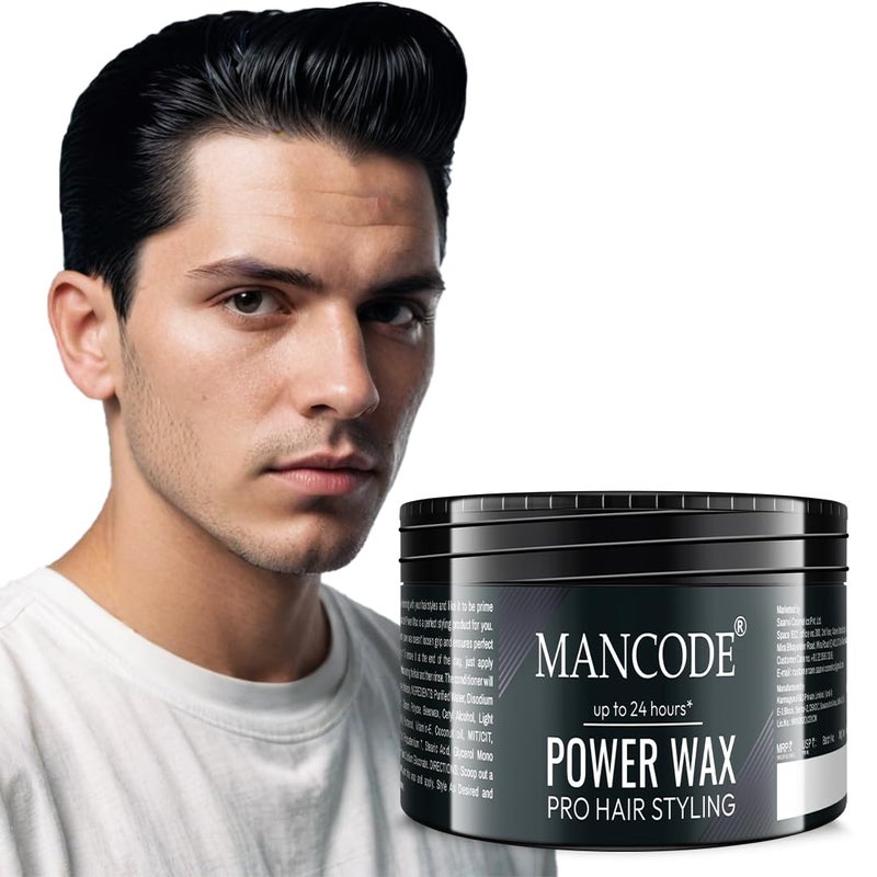 MAN CODE Mancode Power Wax Pro Hair Styling Cream Wax Level 5  24 Hour Strong Hold  Matte Finish  Easy to Wash  Flexible Styling  Nourishing Formula with Coconut Oil  Vitamin E  100ml  - Image 1