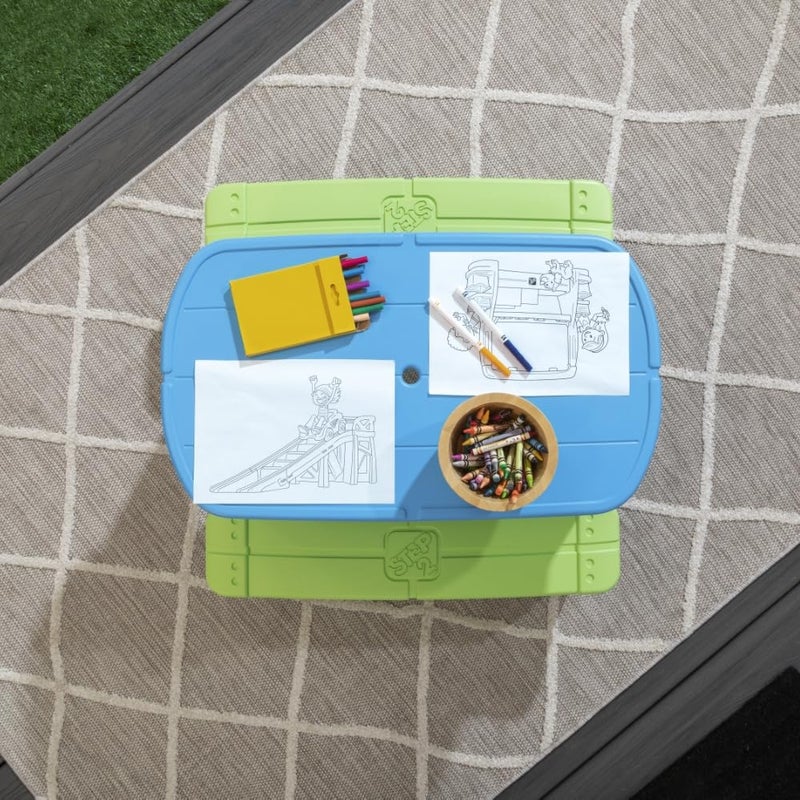 Step2 Sun & Shade Kids Picnic Table with Removeable Umbrella, Indoor/Outdoor Toys, Fits 4 Children, Made of Durable Plastic, For Toddlers 1.5-4 Years Old - Image 3