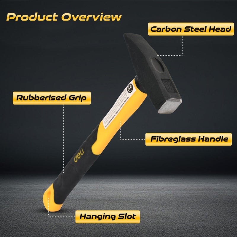 Deli مطرقة ميكانيكي 300 جرام DL442003 بمقبض من الألياف الزجاجية ورأس من الصلب الكربوني العالي للاستخدام المهني والمنزلي - Image 2