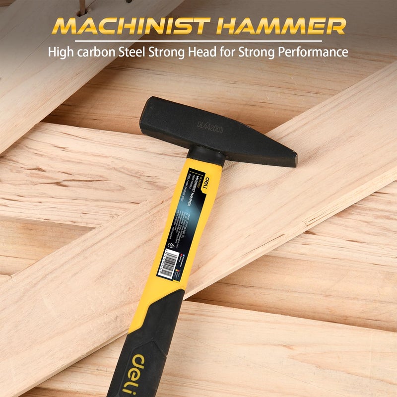 Deli مطرقة ميكانيكي 300 جرام DL442003 بمقبض من الألياف الزجاجية ورأس من الصلب الكربوني العالي للاستخدام المهني والمنزلي - Image 3