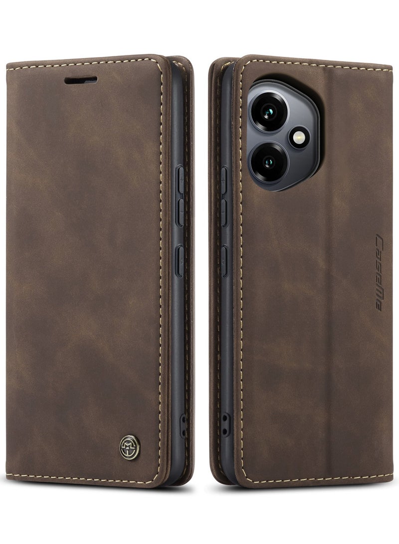 CaseMe Phone Case Luxury PU Leather Design 013 Flip Cover Card Slot Holder Cover For Honor 400  (Coffe) - Image 1