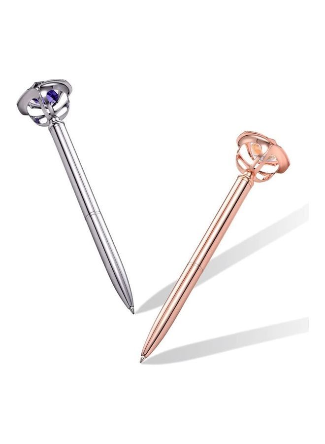 NIBEMINENT 3-Piece Diamond Crystal Ballpoint Pen Silver/Rose Gold/Gold - Image 4