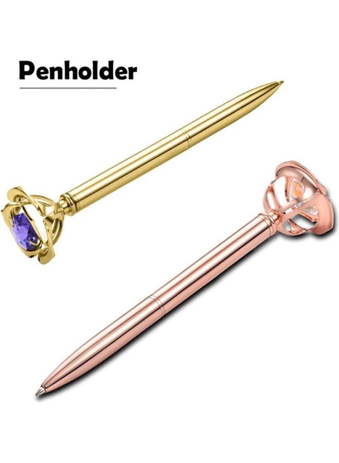 NIBEMINENT 3-Piece Diamond Crystal Ballpoint Pen Silver/Rose Gold/Gold - Image 2