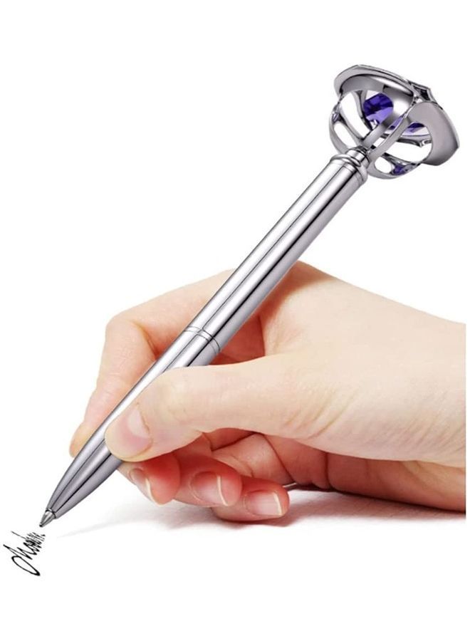 NIBEMINENT 3-Piece Diamond Crystal Ballpoint Pen Silver/Rose Gold/Gold - Image 3