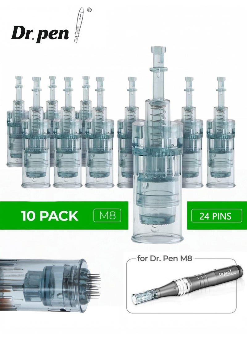Dr.pen M8 Professional Microneedling Pen Accessories - 10pcs 24-pin Needle Heads, Compatible With M8 Electric Microneedling Pen, Crystal Derma Infusion Consumables for Facial Mesotherapy. - Image 1