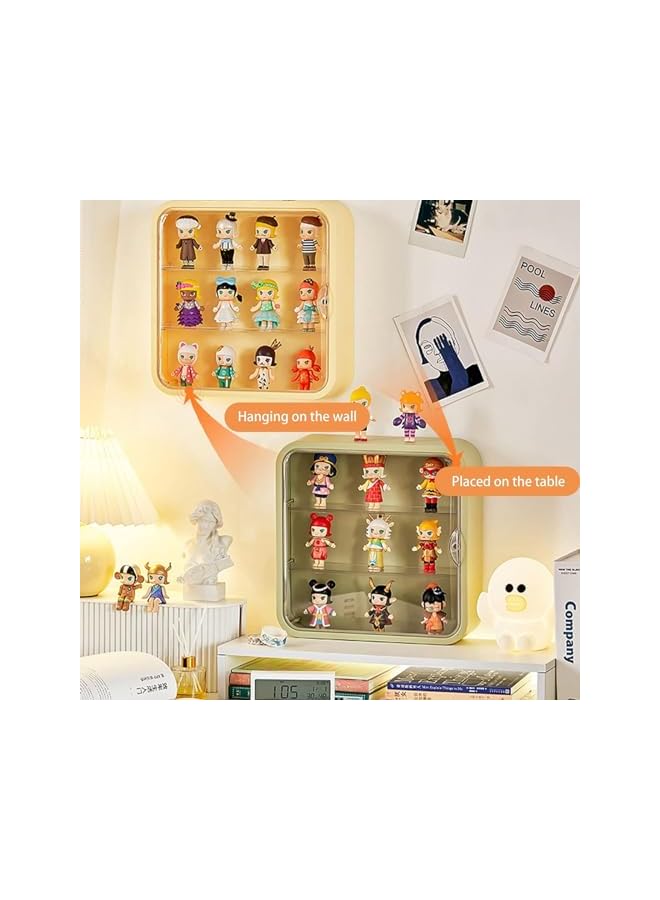 The Bros Clear Display Case for Figures, Wall Mounted Figurine Storage Box, Clear Acrylic Display Box with Door, 3 Tier Dust Proof Figurine Storage Box for Lego, Collectibles, Figurine Storage, Green - Image 3