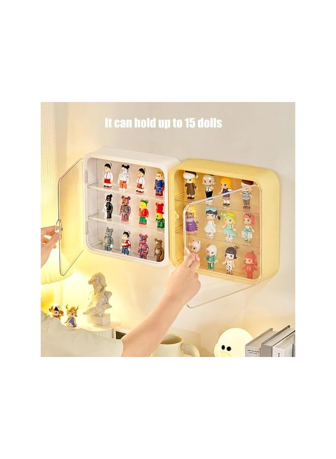 The Bros Clear Display Case for Figures, Wall Mounted Figurine Storage Box, Clear Acrylic Display Box with Door, 3 Tier Dust Proof Figurine Storage Box for Lego, Collectibles, Figurine Storage, Green - Image 4