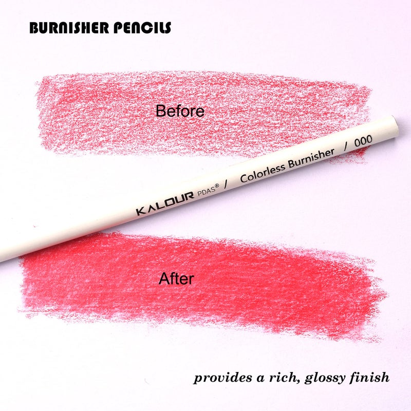 KALOUR Colorless Blender and Burnisher Pencils Set,Non-pigmented, Wax Based Pencil,perfect for Blending Softening Edges,ideal for Colored Pencils,Art Supplies for Artists Beginners(6 Pencils Total) - Image 3