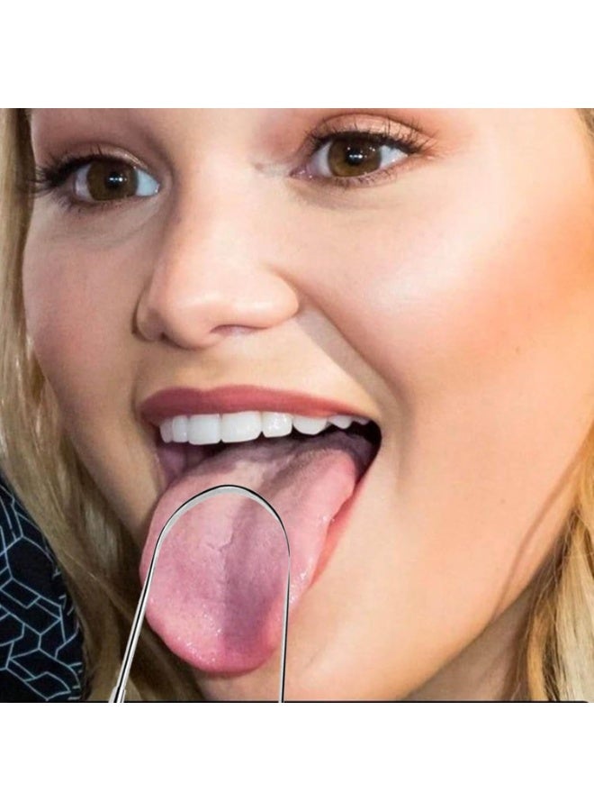 مكشطة اللسان المصنوعة من الفولاذ المقاوم للصدأ على شكل حرف U من Zlongron هي فرشاة لسان للعناية بالفم تعمل على إزالة رائحة الفم الكريهة، وهي متينة وسهلة التنظيف مع حافظة. توفر لك يومًا من التنفس المنعش. - Image 5