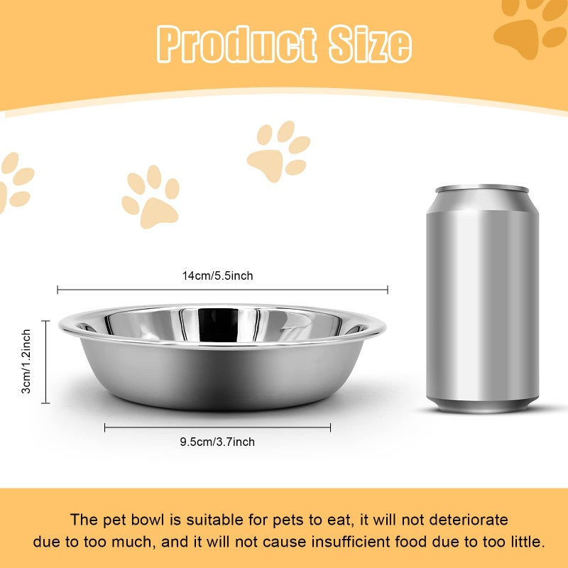 MicoSim Stainless Steel Cat Bowl-Shallow Wide Flat Cats Food Bowls,Metal Kitten Dishes Whisker Friendly Fatigue Relief,Replacement Basic Kitty Plates for Elevated Stand,Dishwasher Safeï¼ˆSet of 5ï¼‰ - Image 2