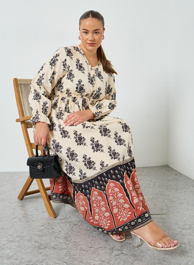Plus Size Floral Print Maxi Dress