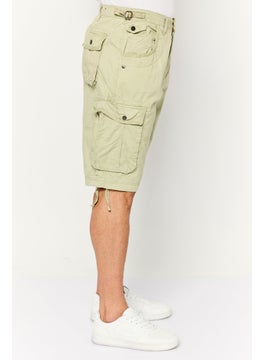 CROSSHATCH Men Plain Cargo Shorts, Dusty Olive  - Image 3