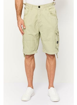 CROSSHATCH Men Plain Cargo Shorts, Dusty Olive  - Image 1