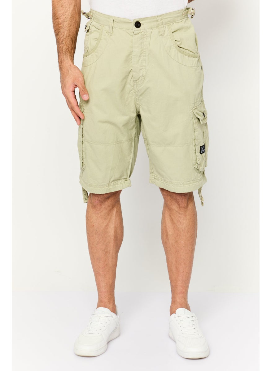 CROSSHATCH Men Plain Cargo Shorts, Dusty Olive  - Image 1