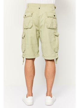CROSSHATCH Men Plain Cargo Shorts, Dusty Olive  - Image 4