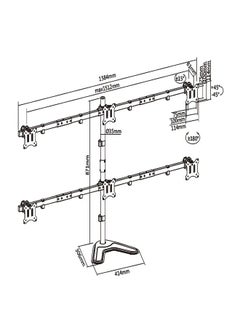 Skill Tech SH57 T06 Free Standing Pole Mount Six-Screen Monitor Mount Tabletop Stand For Most 17"-32" Screens, VESA 100x100, Max Load Capacity 7 Kg  - Image 3