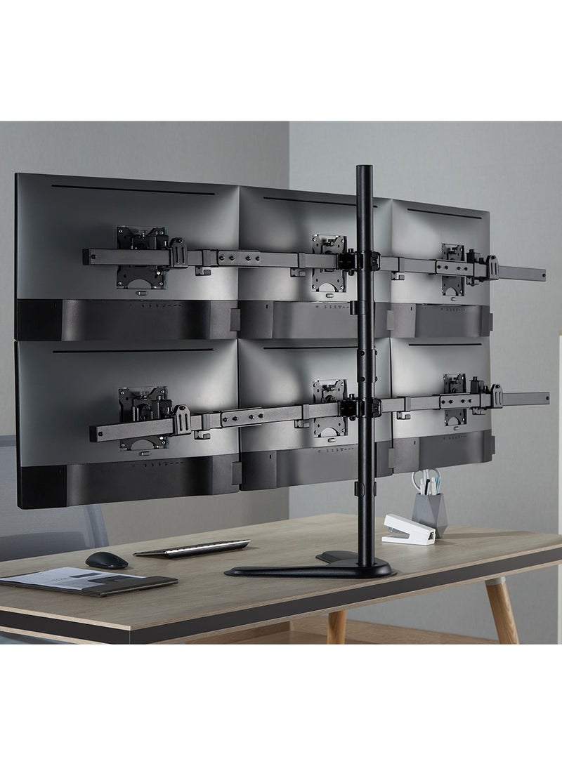 Skill Tech Skilltech SH57 T06 Free Standing Pole Mount Six-Screen Monitor Mount Tabletop Stand For Most 17"-32" Screens, VESA 100x100, Max Load Capacity 7 Kg - Image 5