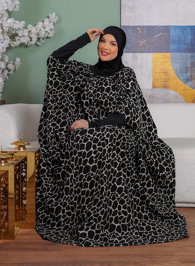 زمرد ثوب صلاة كريب كويتي عملي مع غطاء الرأس  - Image 4
